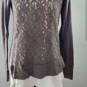 Vera wang Floral Lace collection Overlay Sweater